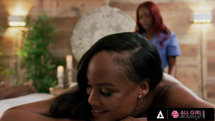 August Skye, Ana Foxxx, Destiny Mira, Marie Luv - ALL GIRL MASSAGE - Benefit Massage Turns Into Hot Threesome Sex With Three Ebony Lesbians - August Skye SD (2026)